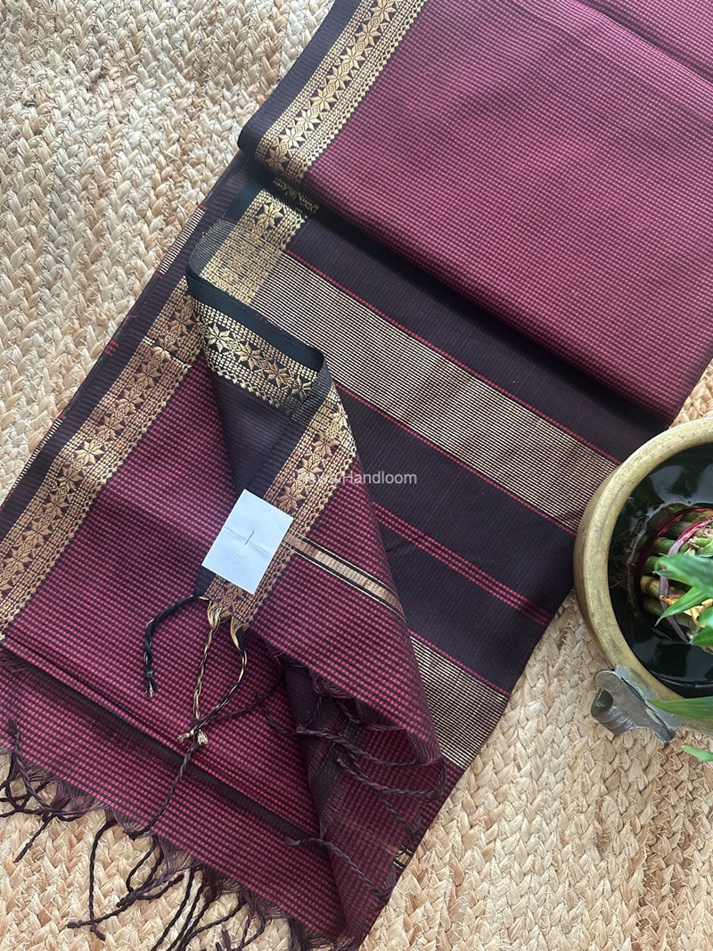Maheshwari Maroon Garbha Reshami Silk Saree GS253