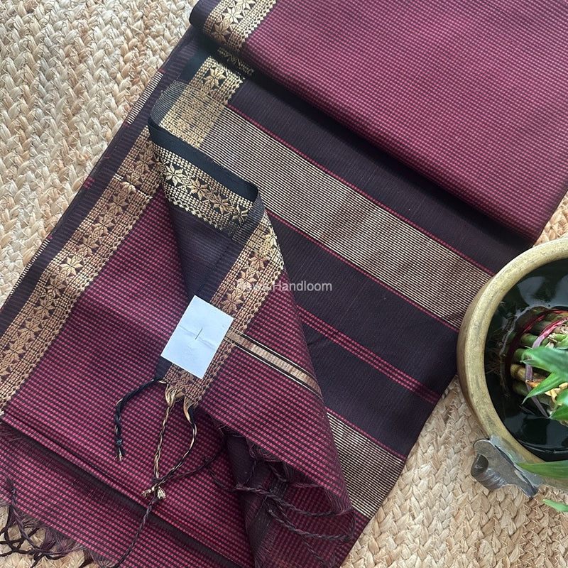Maheshwari Maroon Garbha Reshami Silk Saree GS253
