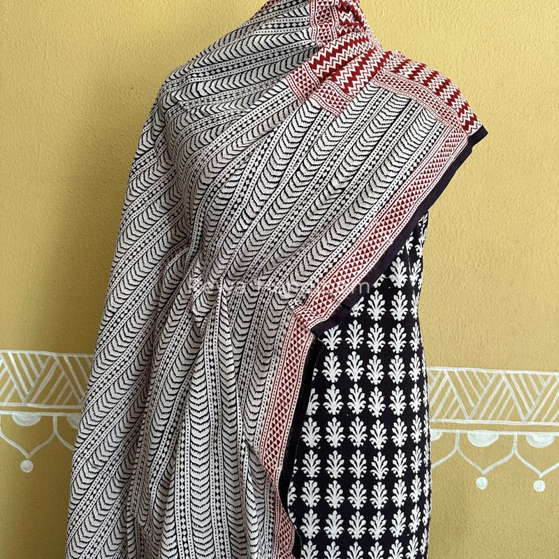 Black-White Bagh Print Cotton Suit BCSP099