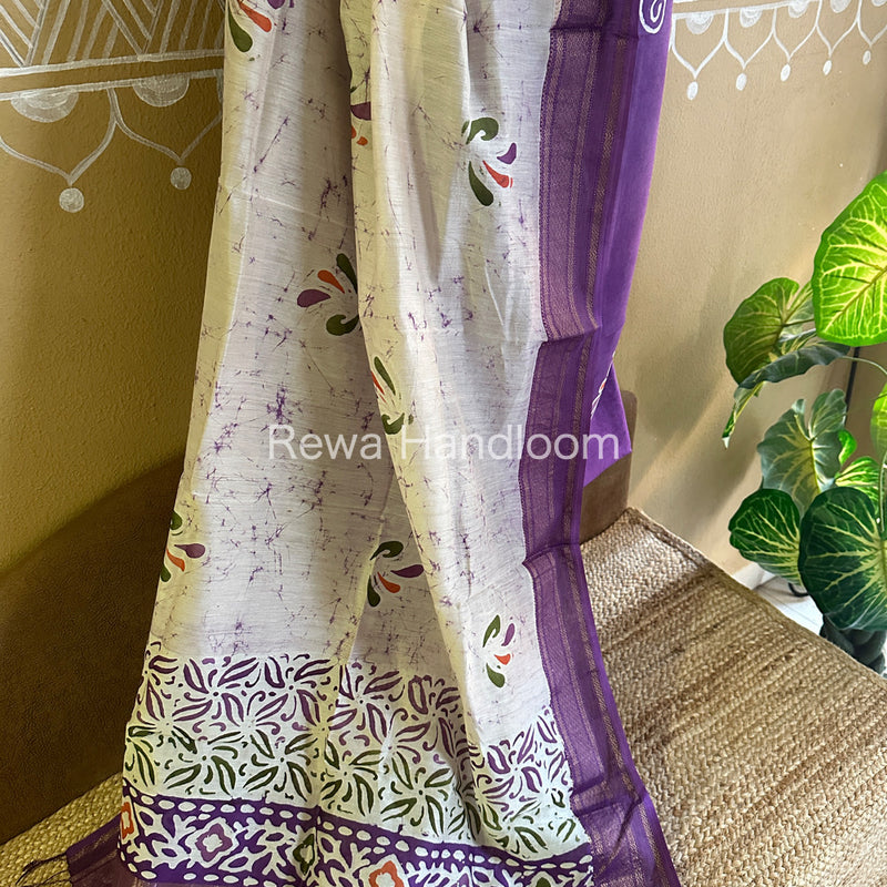 Maheshwari Purple Batik Printed Dress Material BTP116