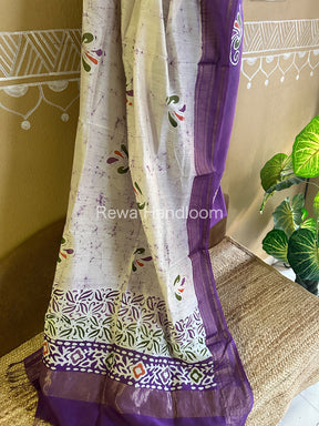 Maheshwari Purple Batik Printed Dress Material BTP116