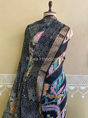 Maheshwari Black Batik Printed Dress Material BTP123