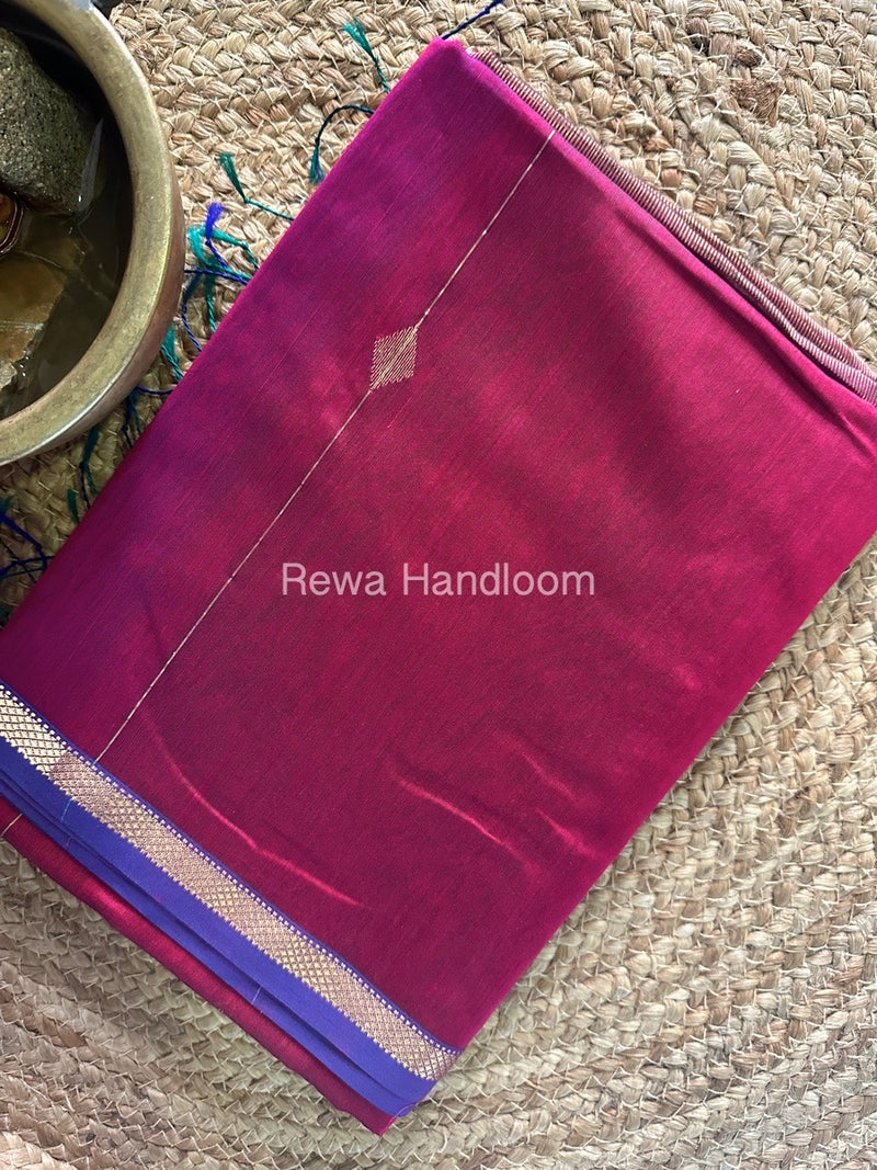 Rani Pink Zari Butti Maheshwari Saree SBS018