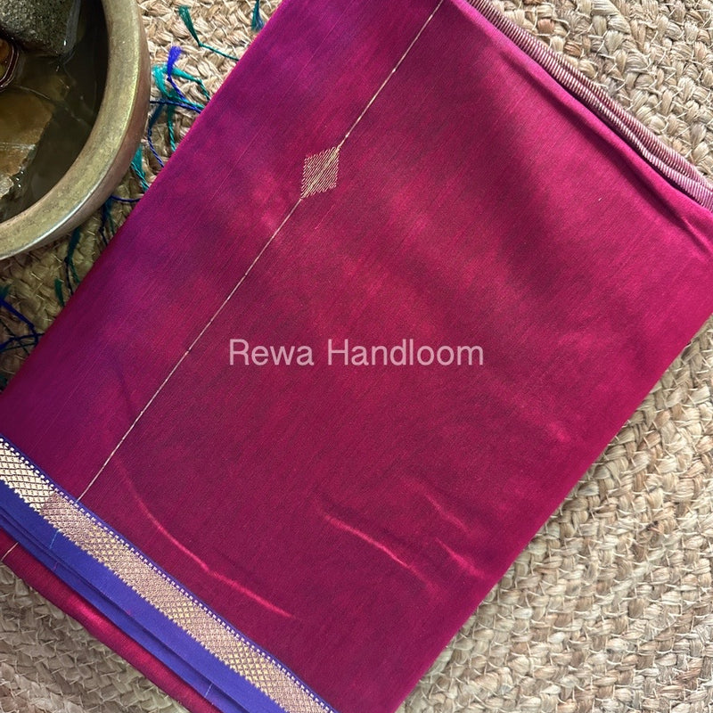 Rani Pink Zari Butti Maheshwari Saree SBS018