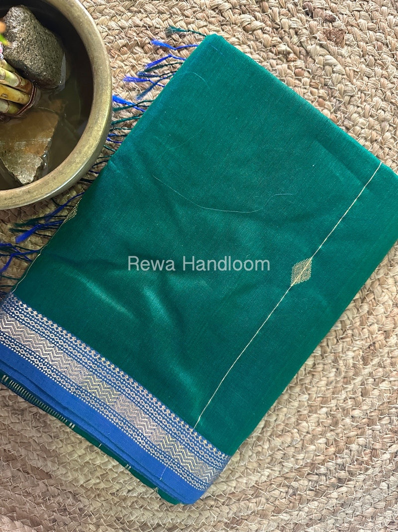 Green Zari Butti Maheshwari Saree SBS016