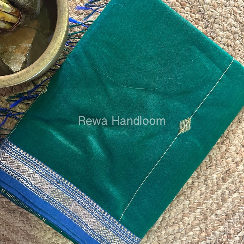 Green Zari Butti Maheshwari Saree SBS016