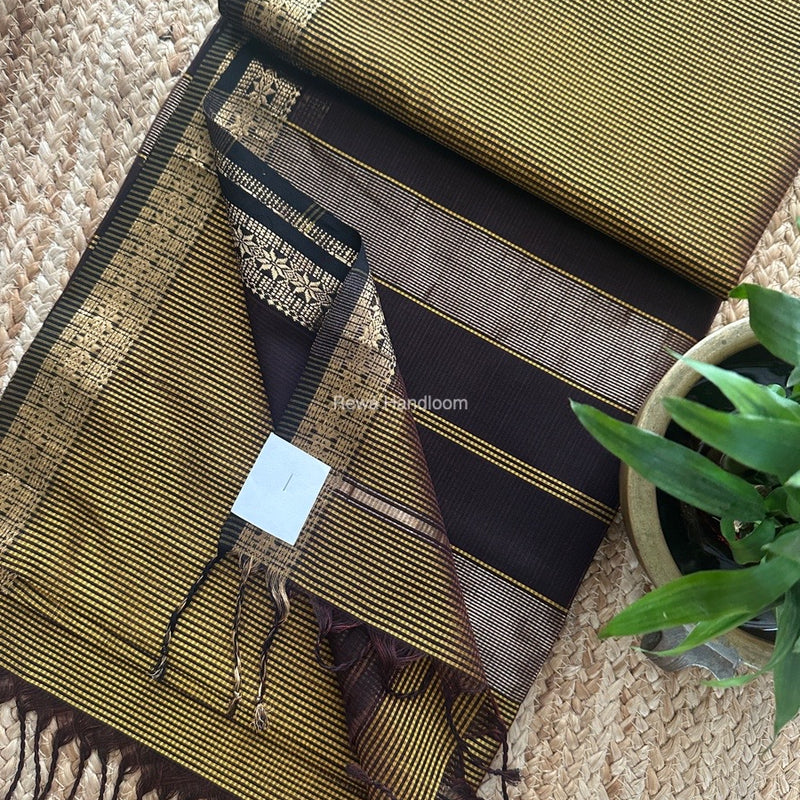 Maheshwari Golden Yellow Garbha Reshami Silk Saree GS255