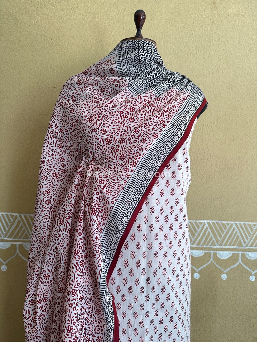 White Bagh Print Cotton Suit BCSP0103