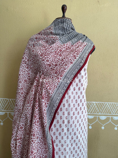White Bagh Print Cotton Suit BCSP0103