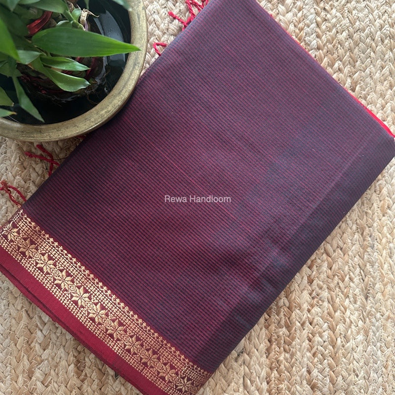 Maheshwari Rama Green Garbha Reshami Silk Saree GS256