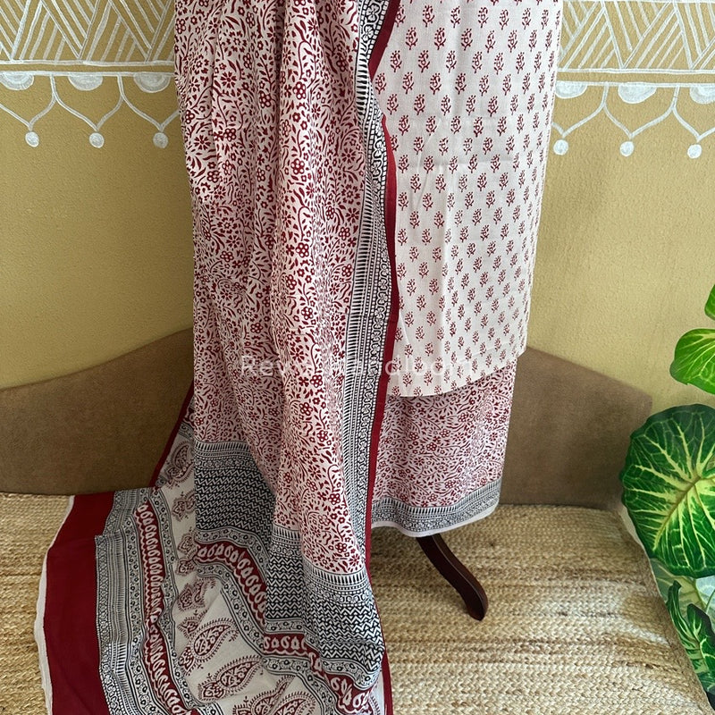 White Bagh Print Cotton Suit BCSP0103