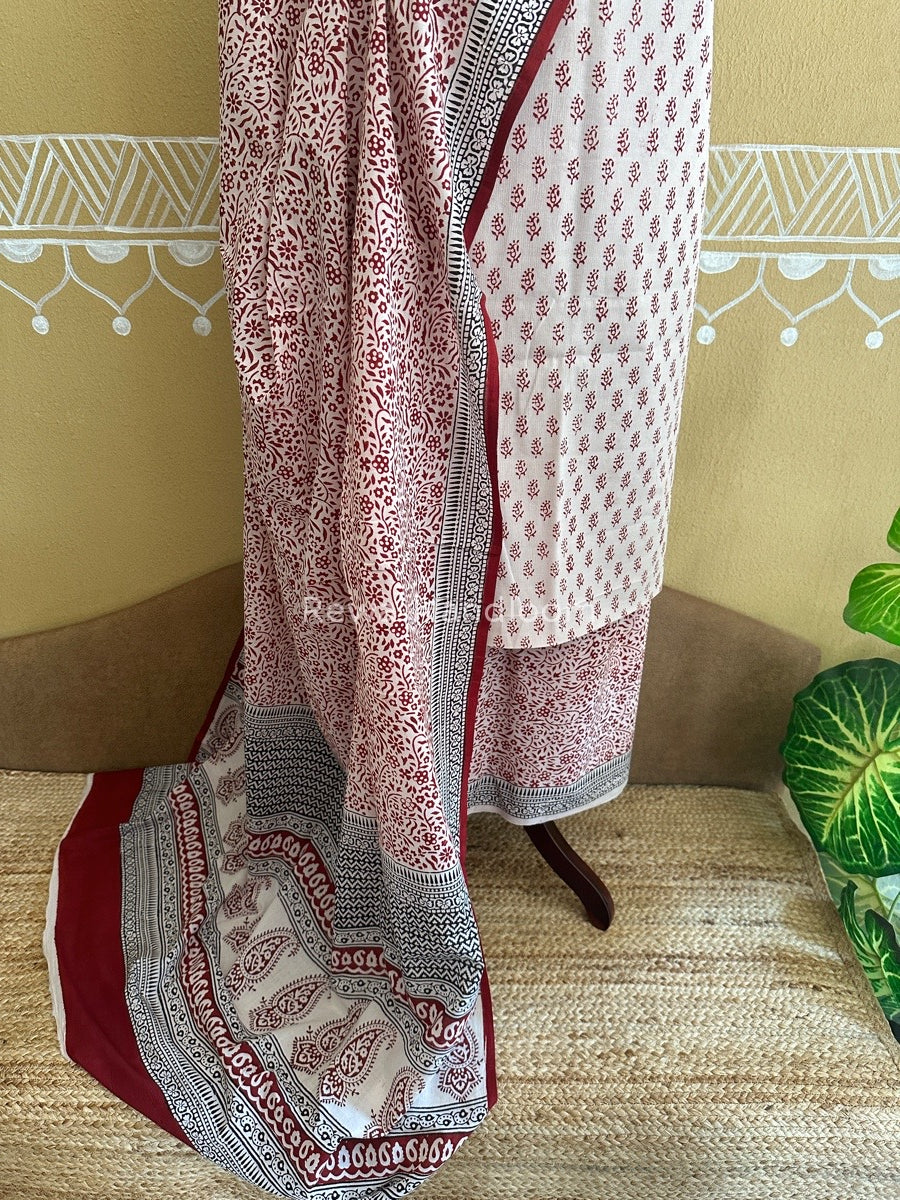 White Bagh Print Cotton Suit BCSP0103