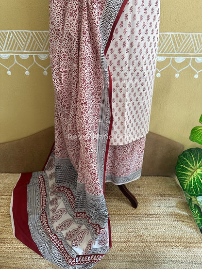 White Bagh Print Cotton Suit BCSP0103