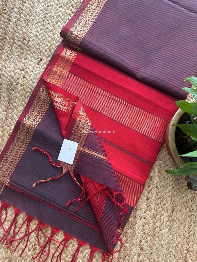 Maheshwari Rama Green Garbha Reshami Silk Saree GS256