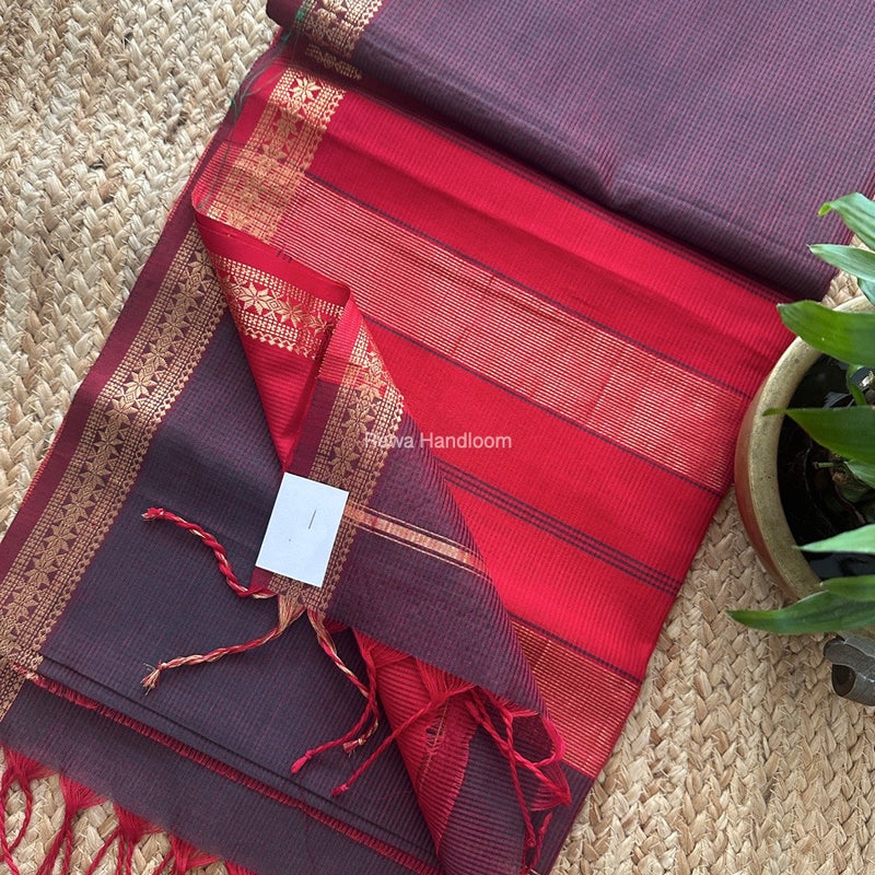 Maheshwari Rama Green Garbha Reshami Silk Saree GS256