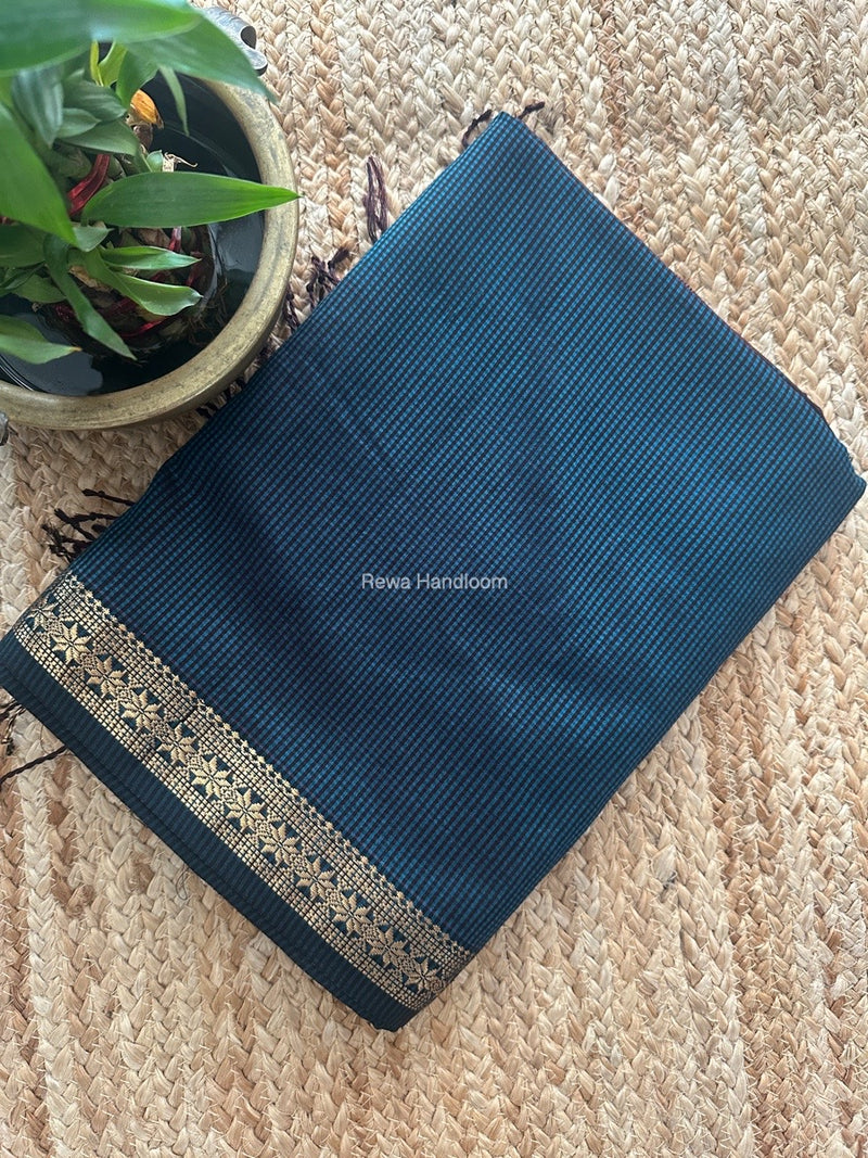 Maheshwari Rama Green Garbha Reshami Silk Saree GS258