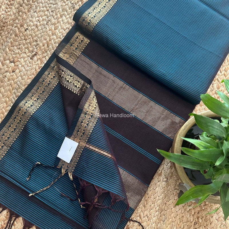 Maheshwari Rama Green Garbha Reshami Silk Saree GS258