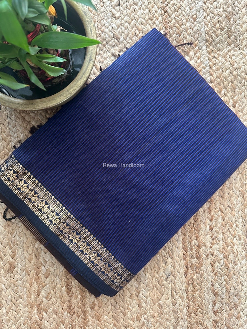 Maheshwari Blue Garbha Reshami Silk Saree GS257