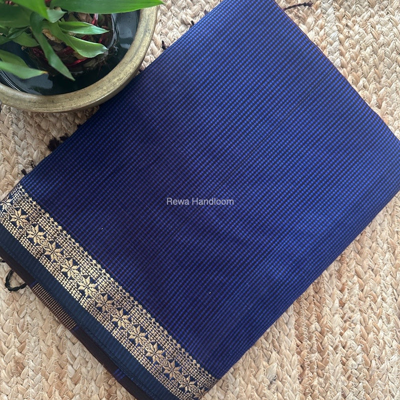 Maheshwari Blue Garbha Reshami Silk Saree GS257