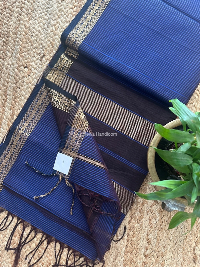Maheshwari Blue Garbha Reshami Silk Saree GS257