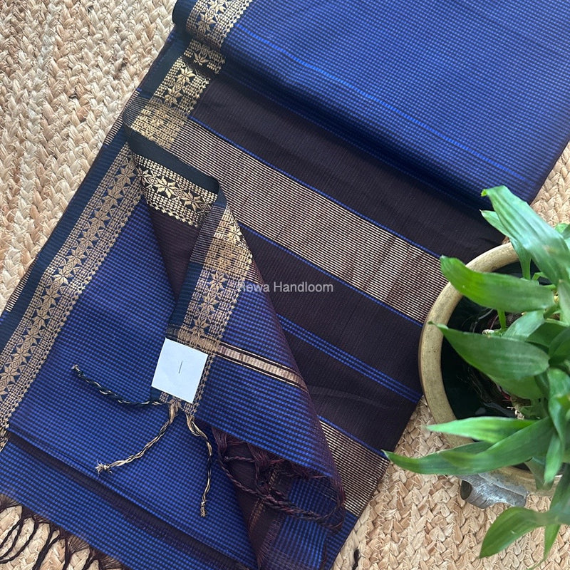 Maheshwari Blue Garbha Reshami Silk Saree GS257
