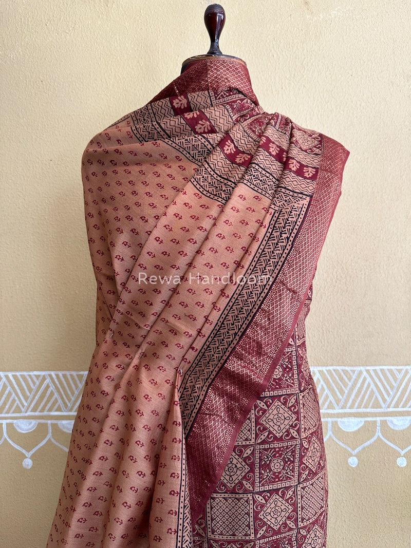 Maheshwari Beige-Maroon Bagh Print Suit BSP109
