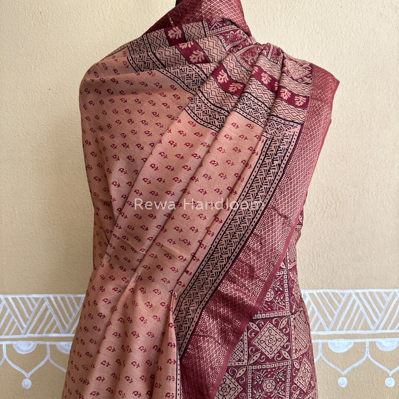 Maheshwari Beige-Maroon Bagh Print Suit BSP109