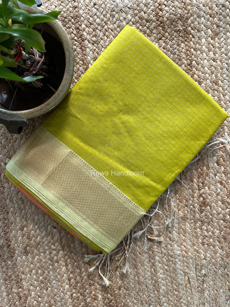 Maheshwari Yellow Zari Checks Saree ZCHX501