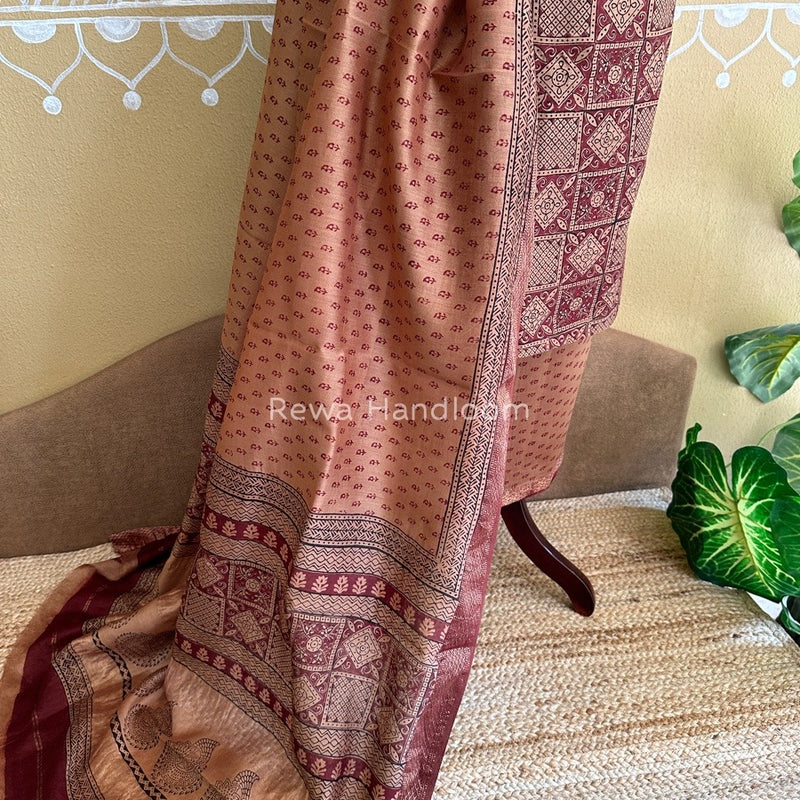 Maheshwari Beige-Maroon Bagh Print Suit BSP109