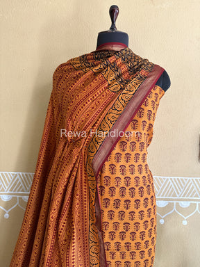 Maheshwari Orange-Maroon Bagh Print Suit BSP032