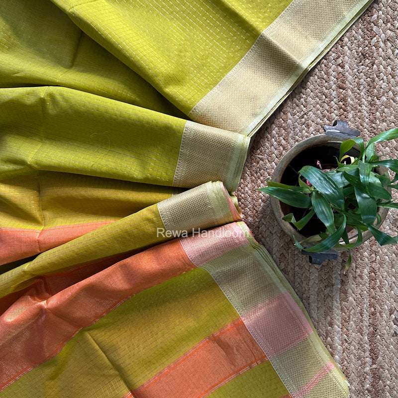 Maheshwari Yellow Zari Checks Saree ZCHX501