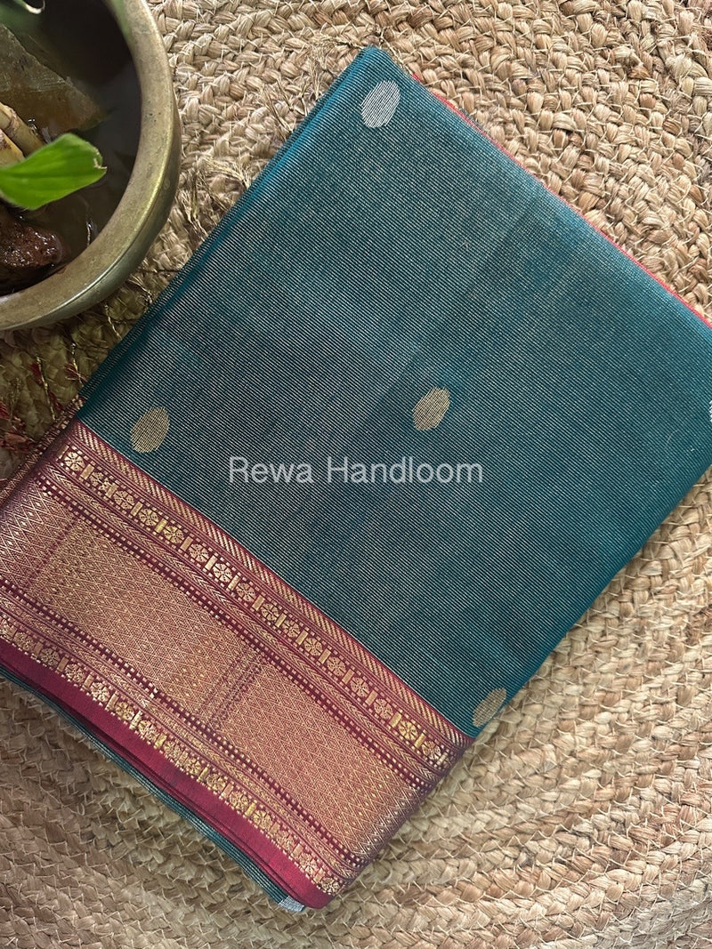 Maheshwari Green Tissue Butti Saree TBBS082