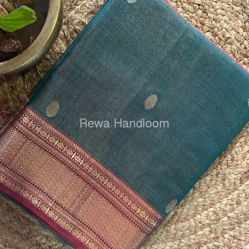 Maheshwari Green Tissue Butti Saree TBBS082