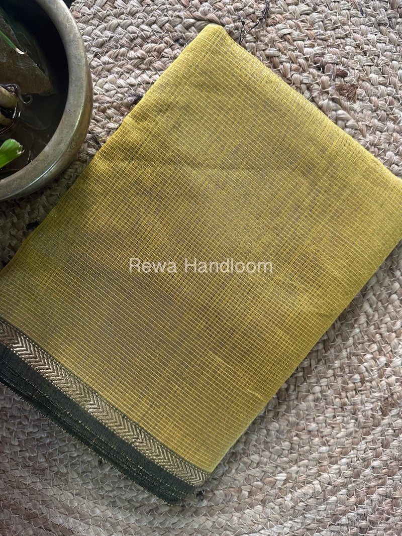 Maheshwari Yellow Tissue Silk Saree TCB0020