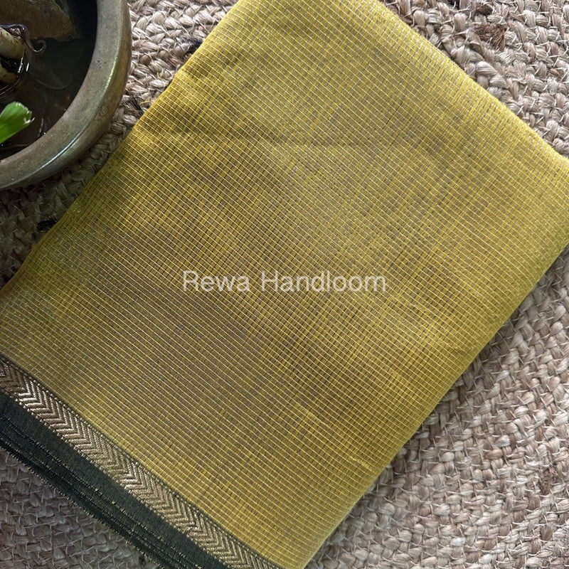 Maheshwari Yellow Tissue Silk Saree TCB0020