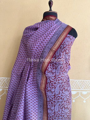 Maheshwari Purple-Maroon Bagh Print Suit BSP046