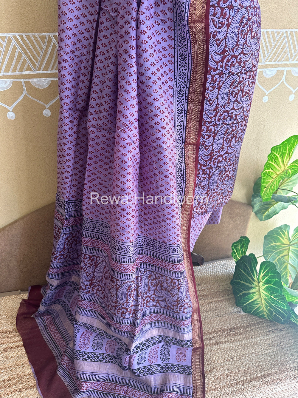 Maheshwari Purple-Maroon Bagh Print Suit BSP046