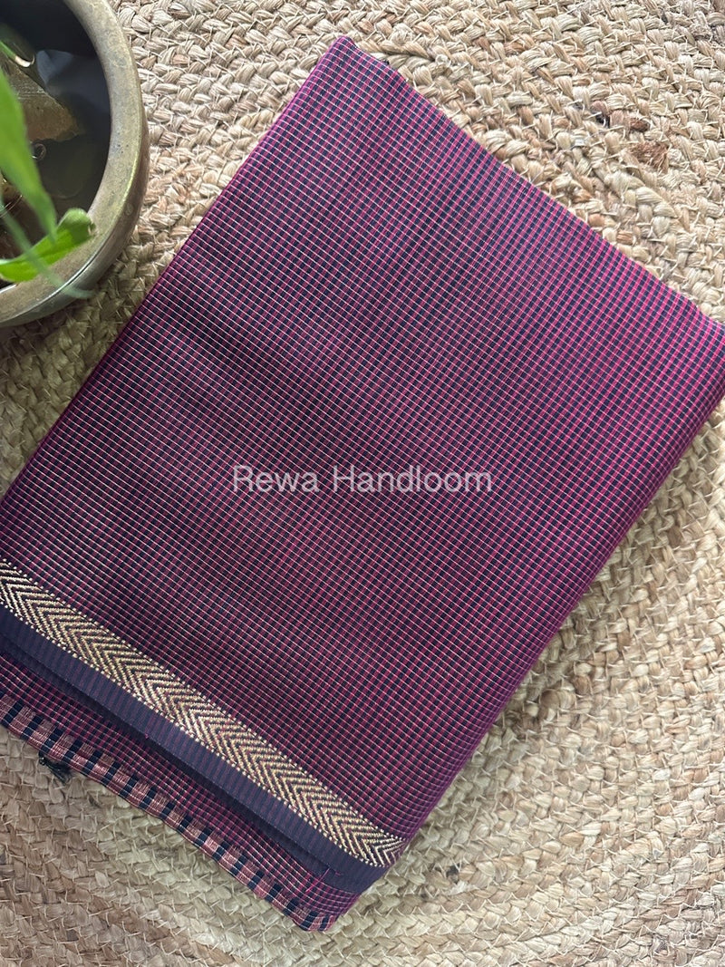 Maheshwari Dark Magenta Tissue Silk Saree TCB0019