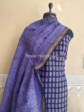 Maheshwari Lavender-Black Bagh Print Suit- BSP045