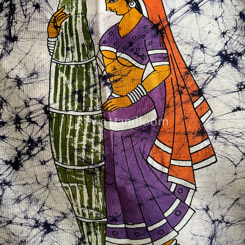 Maheshwari Blue Hand painted Dupatta-BT025