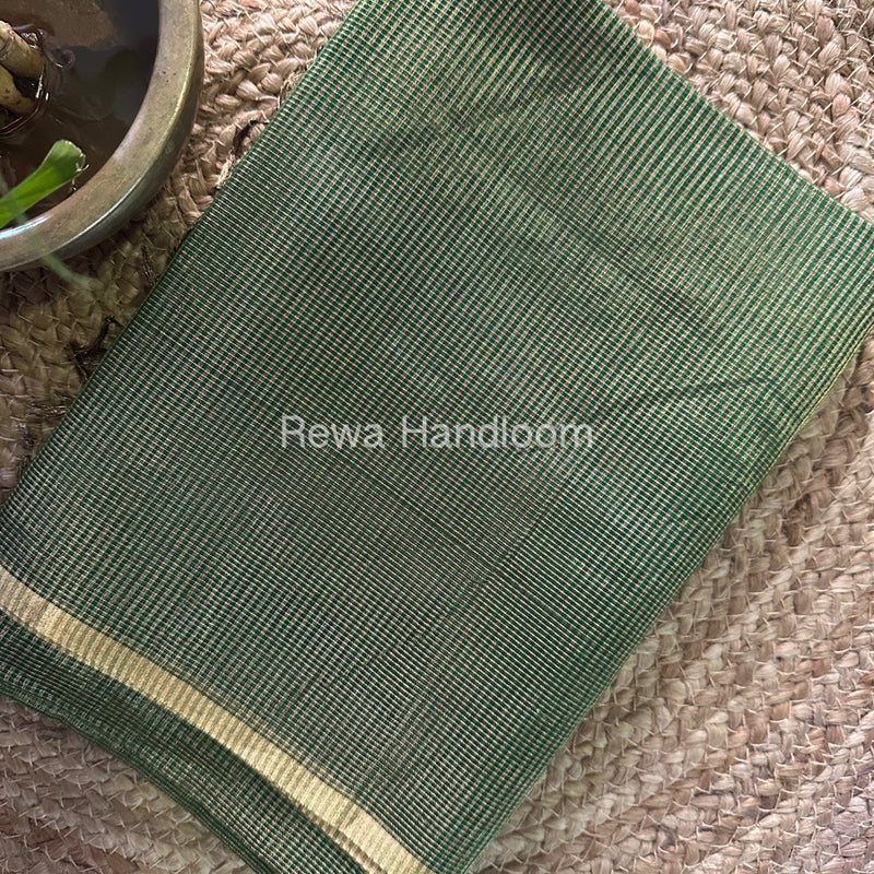 Maheshwari Green Tissue Silk Saree TCB0024