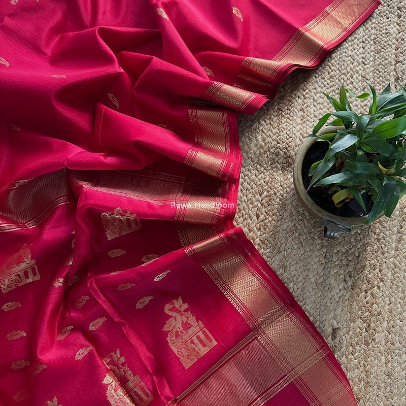 Maheshwari Pink Butta Saree PMBS01