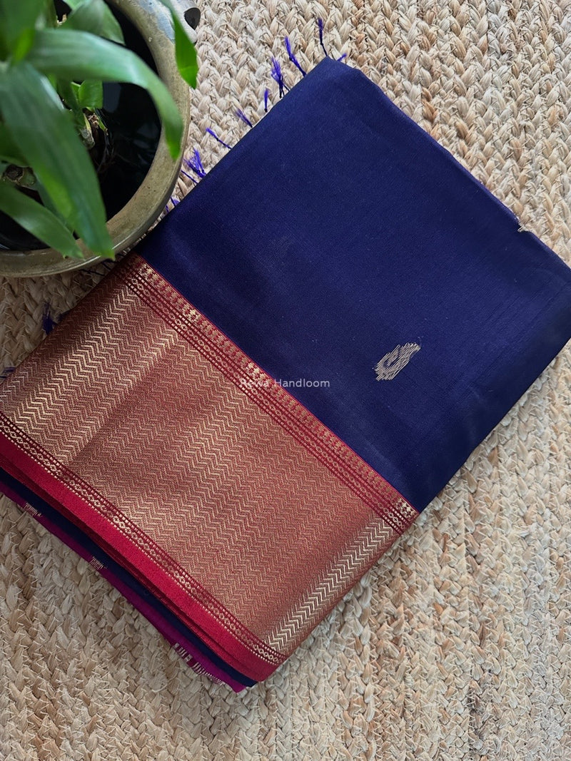 Maheshwari Dark Purple Butta Saree PMBS02