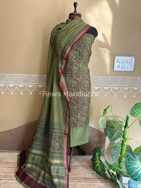 Maheshwari Maroon-Green Bagh Print Suit- BSP027