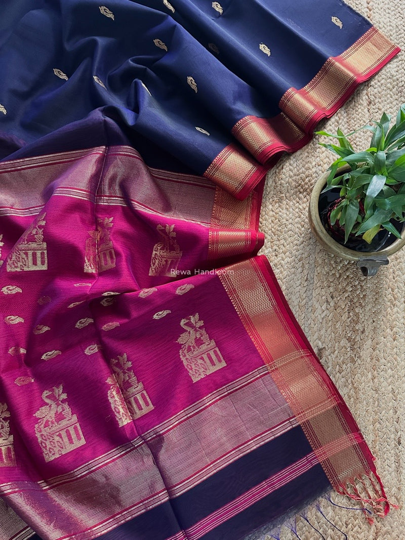 Maheshwari Dark Purple Butta Saree PMBS02