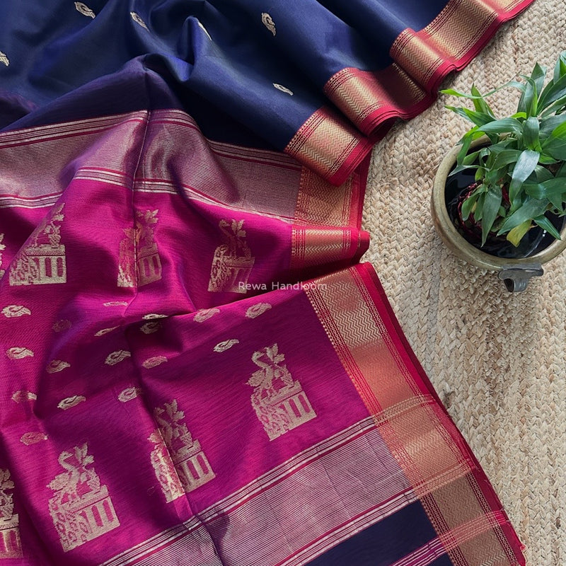 Maheshwari Dark Purple Butta Saree PMBS02