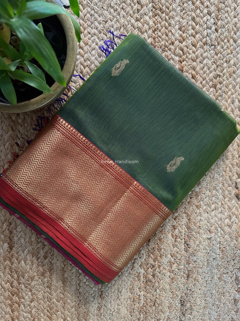 Maheshwari Mehendi Green Butta Saree PMBS03