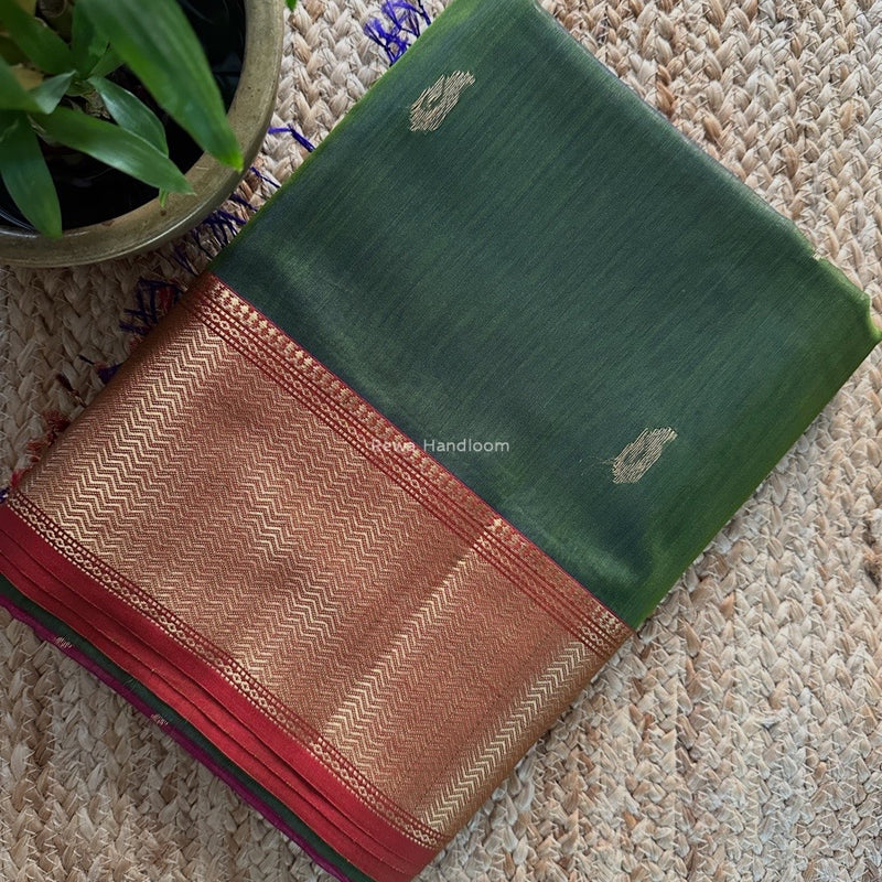 Maheshwari Mehendi Green Butta Saree PMBS03