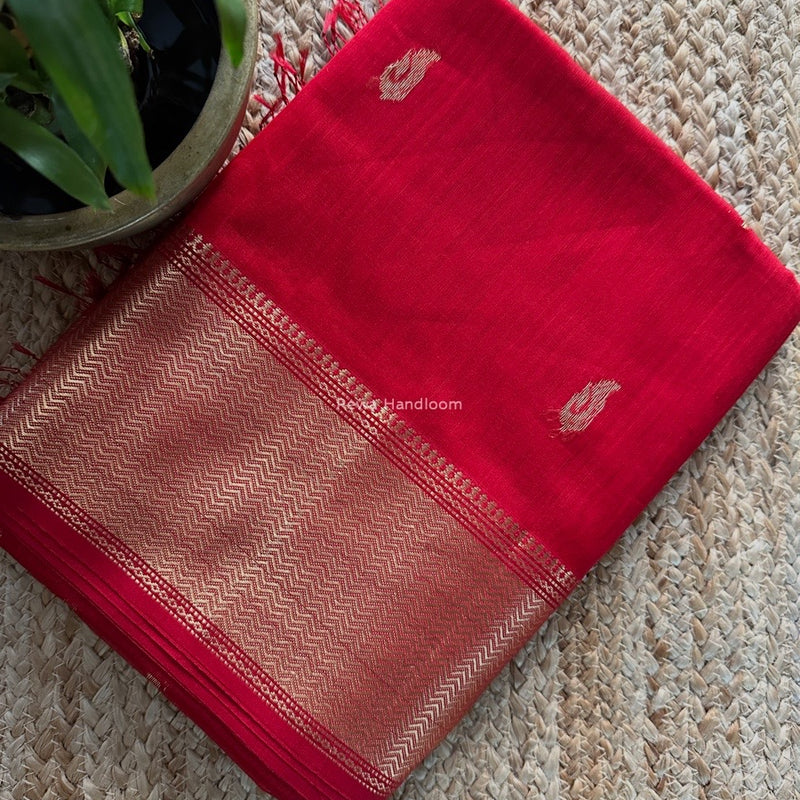 Maheshwari Red Butta Saree PMBS04
