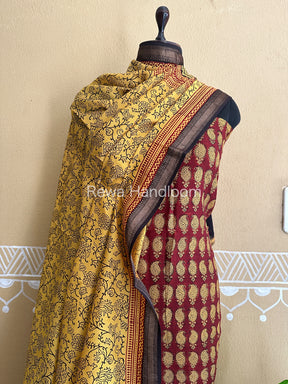 Maheshwari Maroon-Yellow Bagh Print Suit BSP013